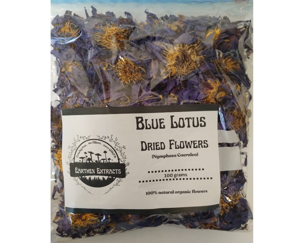 100 Grams Blue Lotus Whole Flowers - Earthen Extracts