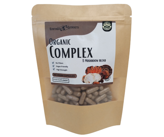 6 Mushroom Blend Complex Capsules Organic x90 -Lions Mane, Chaga, Reishi, Cordyceps, Turket Tail