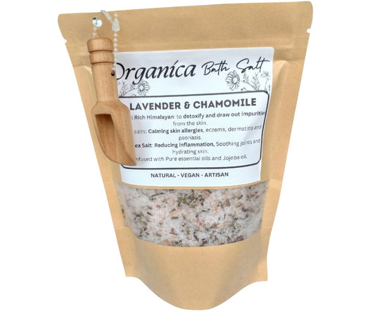 Lavender & Chamomile 3 Salt Natural Bath Salt 400g - Earthen Extracts