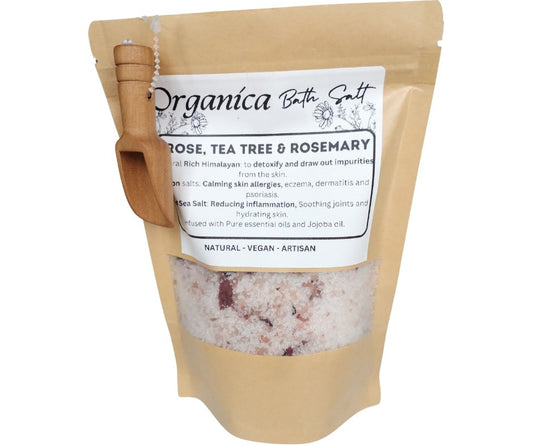 Rose, Tea Tree & Rosemary 3 Salt Natural Bath Salt 400g - Earthen Extracts